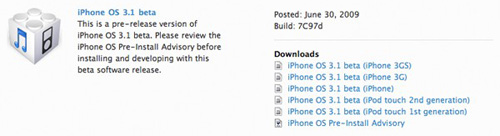 iPhone OS 3.1 beta Download