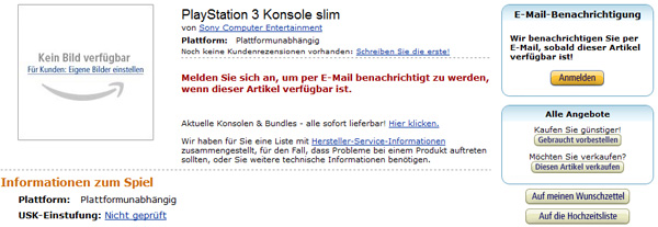 PlayStation 3 slim bei Amazon