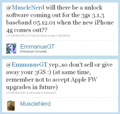 MuscleNerd bestätigt iPhone 3GS 3.1.3. Unlock