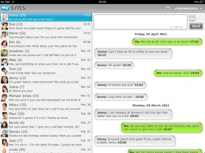 mysms auf dem iPad