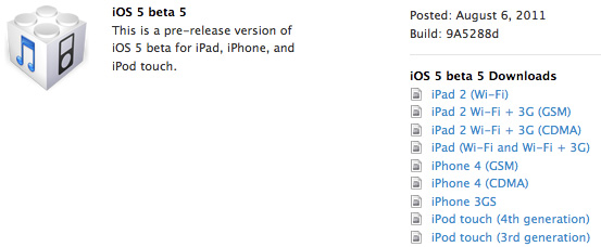 iOS 5 Beta 5
