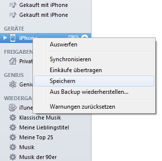 iOS 5 Backup erstellen