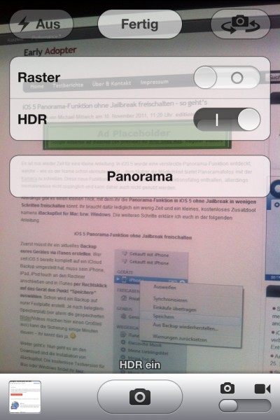 iOS 5 Panorama-Funktion