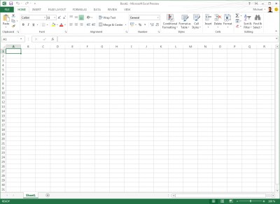 Office 2013 Excel Preview Screenshot