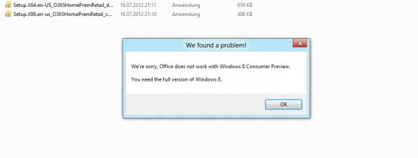 Office 2013 Preview Installation Fehlermeldung