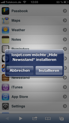 Hide Apps: Zeitungskiosk verstecken