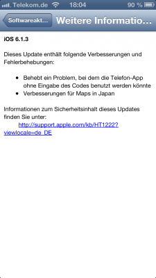 iOS 6.1.3 Änderungen