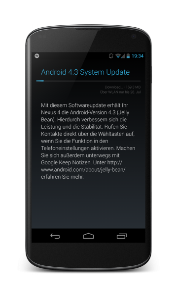 Nexus 4: Android 4.3 Update