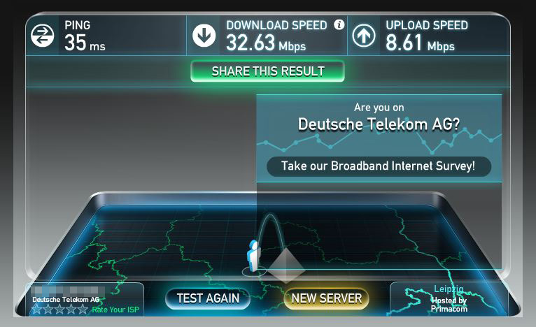 Speedtest: PC per LAN zu Powerline Adapter