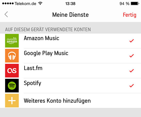 Meine Sonos Play:1 Dienste